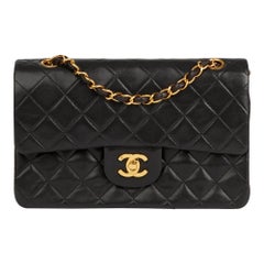 1994 Chanel Black Quilted Lambskin Vintage Small Classic Double Flap Bag