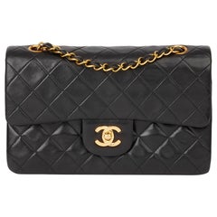 1994 Chanel Black Quilted Lambskin Vintage Small Classic Double Flap Bag 