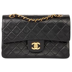 1994 Chanel Black Quilted Lambskin Vintage Small Classic Double Flap