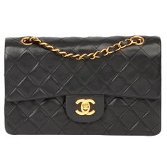 1994 Chanel Black Quilted Lambskin Vintage Small Classic Double Flap 1994 Chanel Black Quilted Lambskin Vintage Small Classic Double Flap