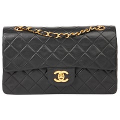 1994 Chanel Black Quilted Lambskin Vintage Small Classic Double Flap 