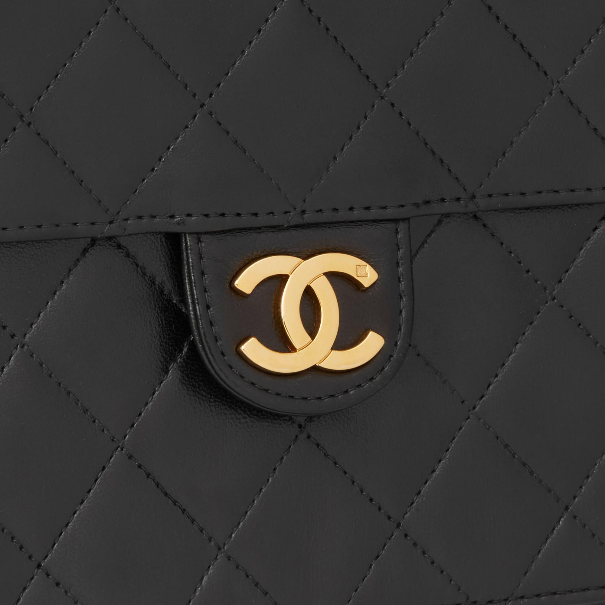Women's 1994 Chanel Black Quilted Lambskin Vintage Small Classic Single Flap Bag