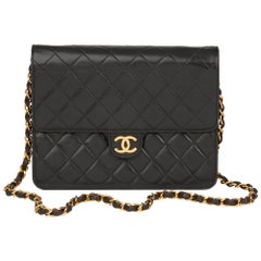 1994 Chanel Black Quilted Lambskin Vintage Small Classic Single Flap Bag