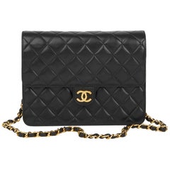 1994 Chanel Black Quilted Lambskin Vintage Small Classic Single Flap Bag