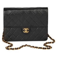 1994 Chanel Black Quilted Lambskin Vintage Small Classic Single Flap Bag