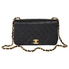 1994 Chanel Black Quilted Lambskin Vintage Small Classic Single Full Flap Bag