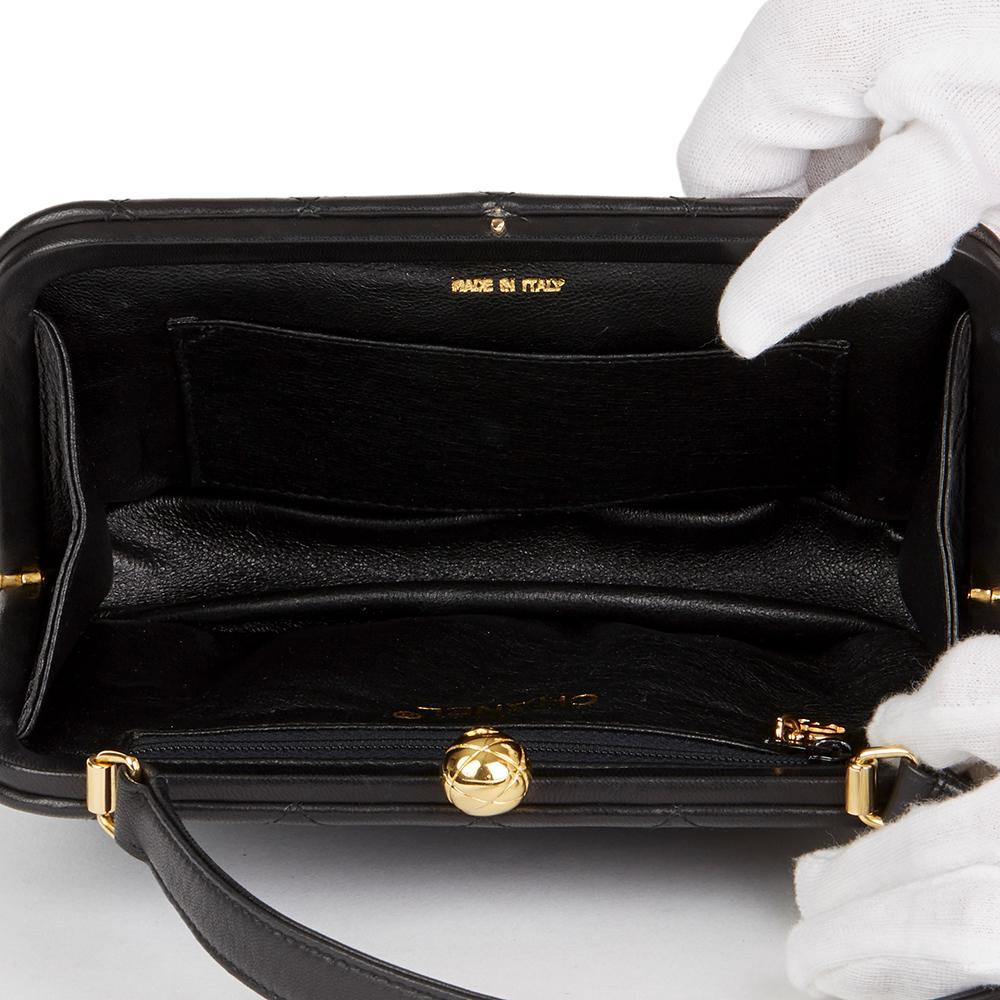 1994 Chanel Black Quilted Lambskin Vintage Timeless Frame Bag 6