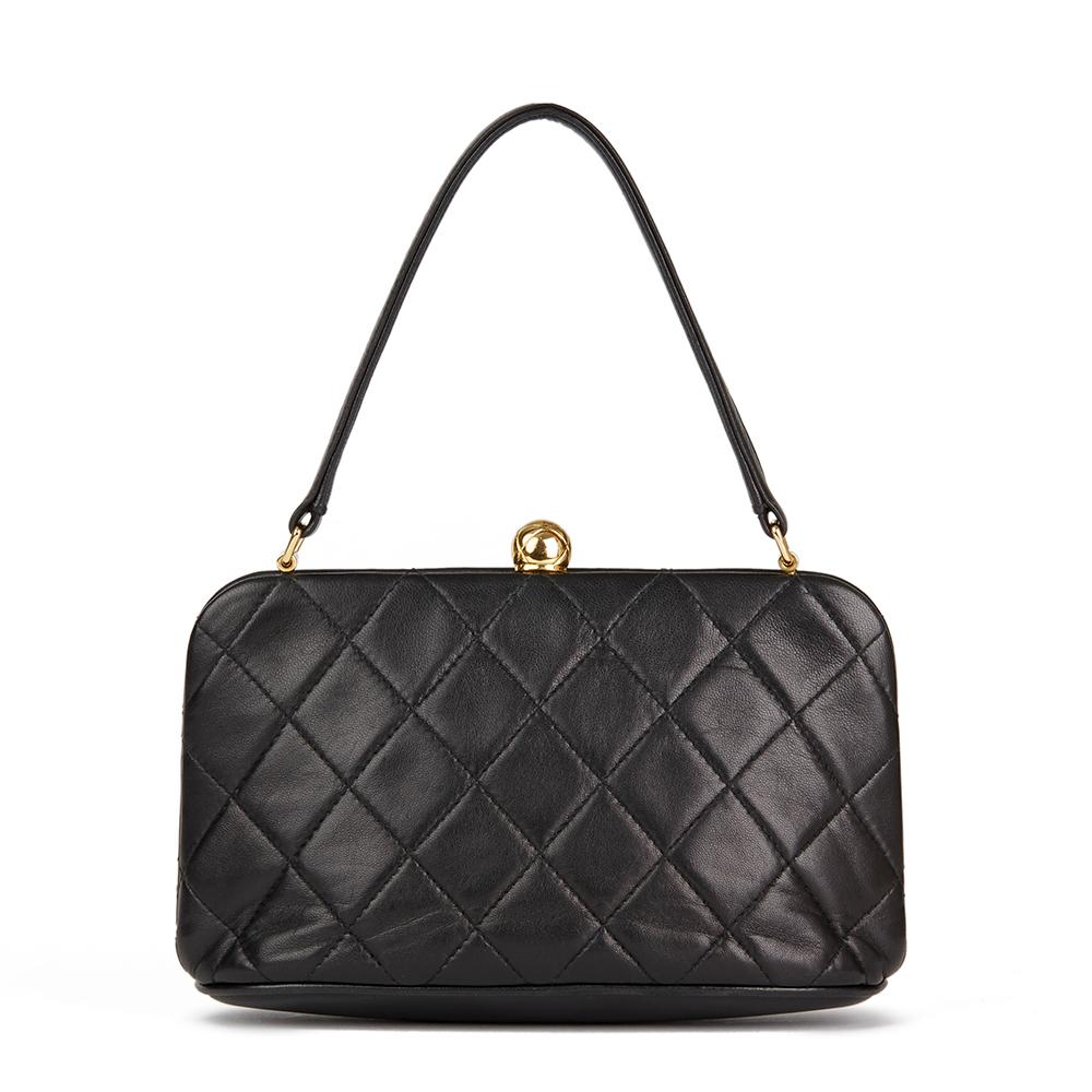 Women's 1994 Chanel Black Quilted Lambskin Vintage Timeless Frame Bag