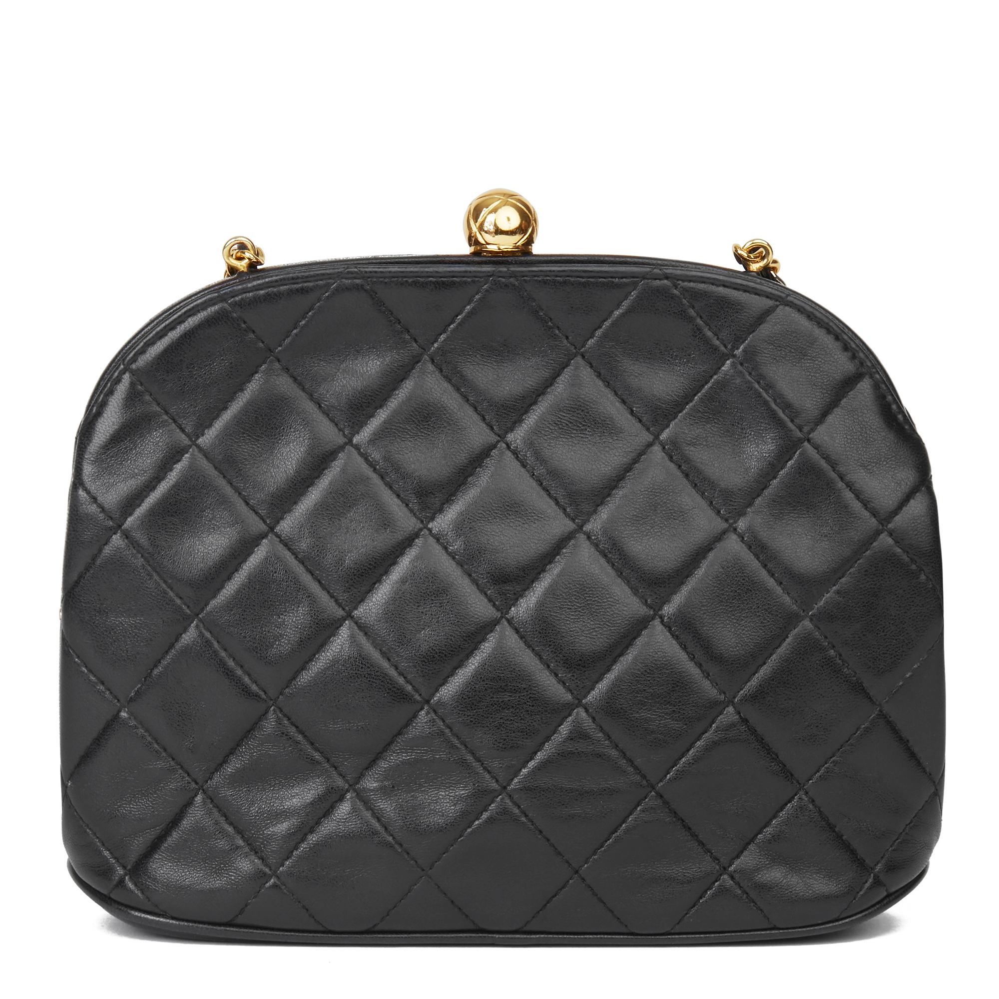 Women's or Men's 1994 Chanel Black Quilted Lambskin Vintage Timeless Frame Bag