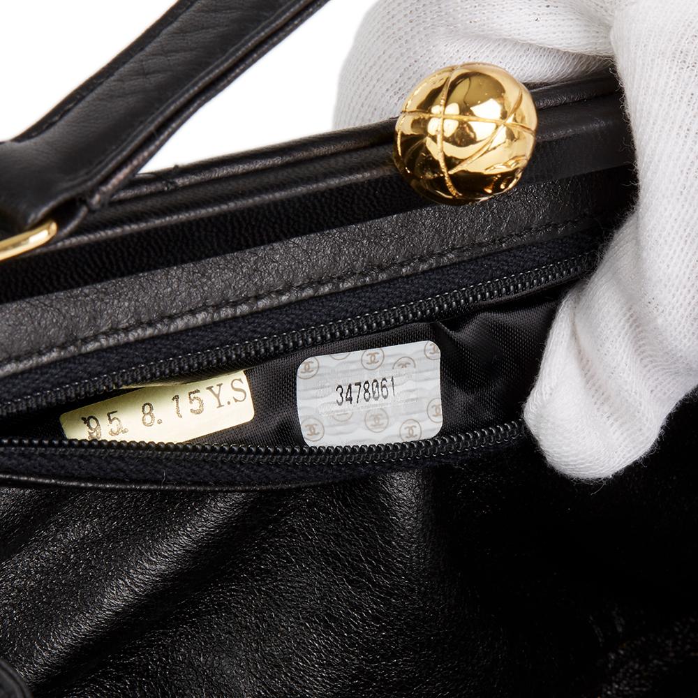 1994 Chanel Black Quilted Lambskin Vintage Timeless Frame Bag 5