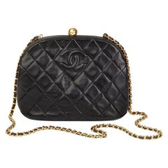 1994 Chanel Black Quilted Lambskin Vintage Timeless Frame Bag