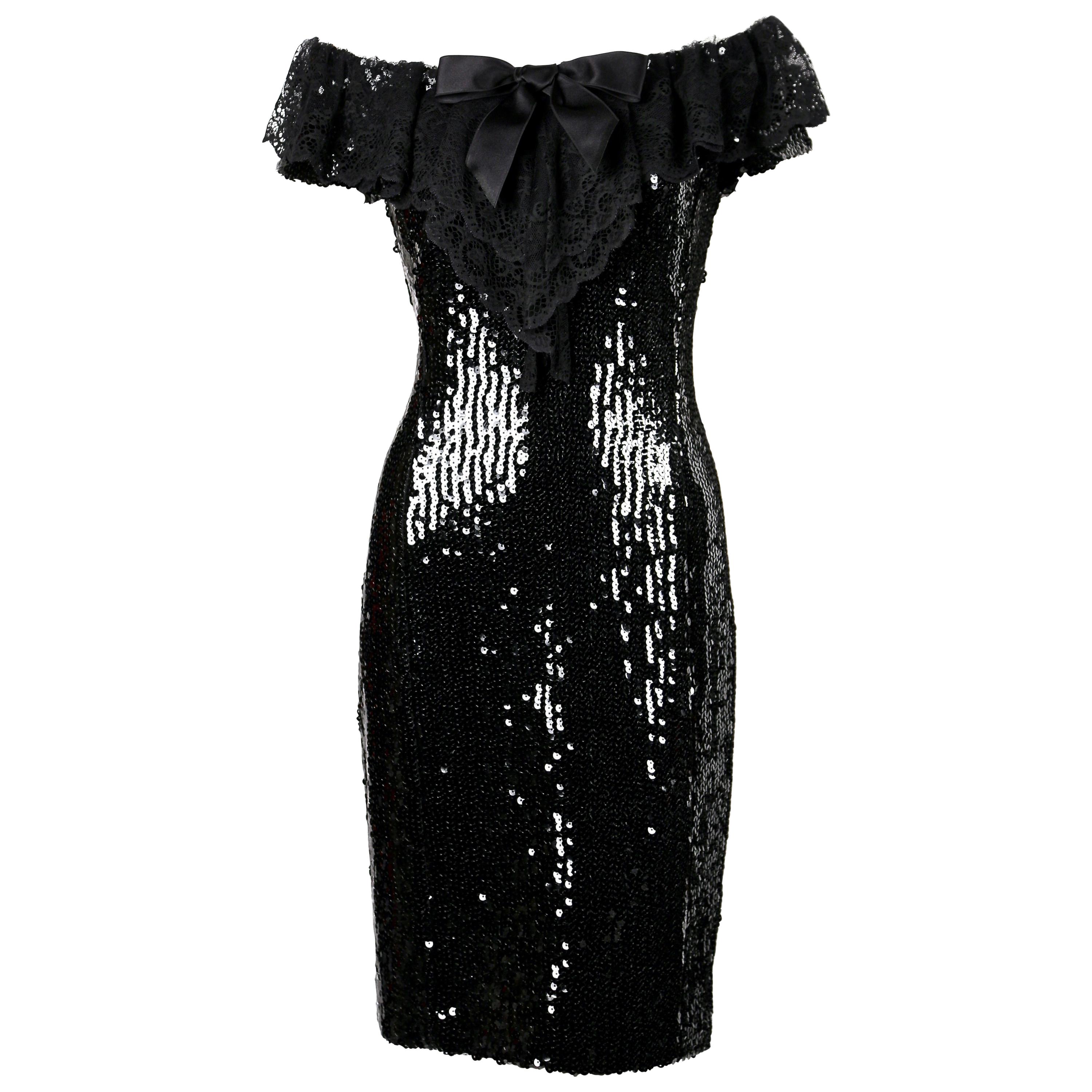 Vintage Chanel Black Sequin Dress For Sale at 1stDibs chanel sequin
