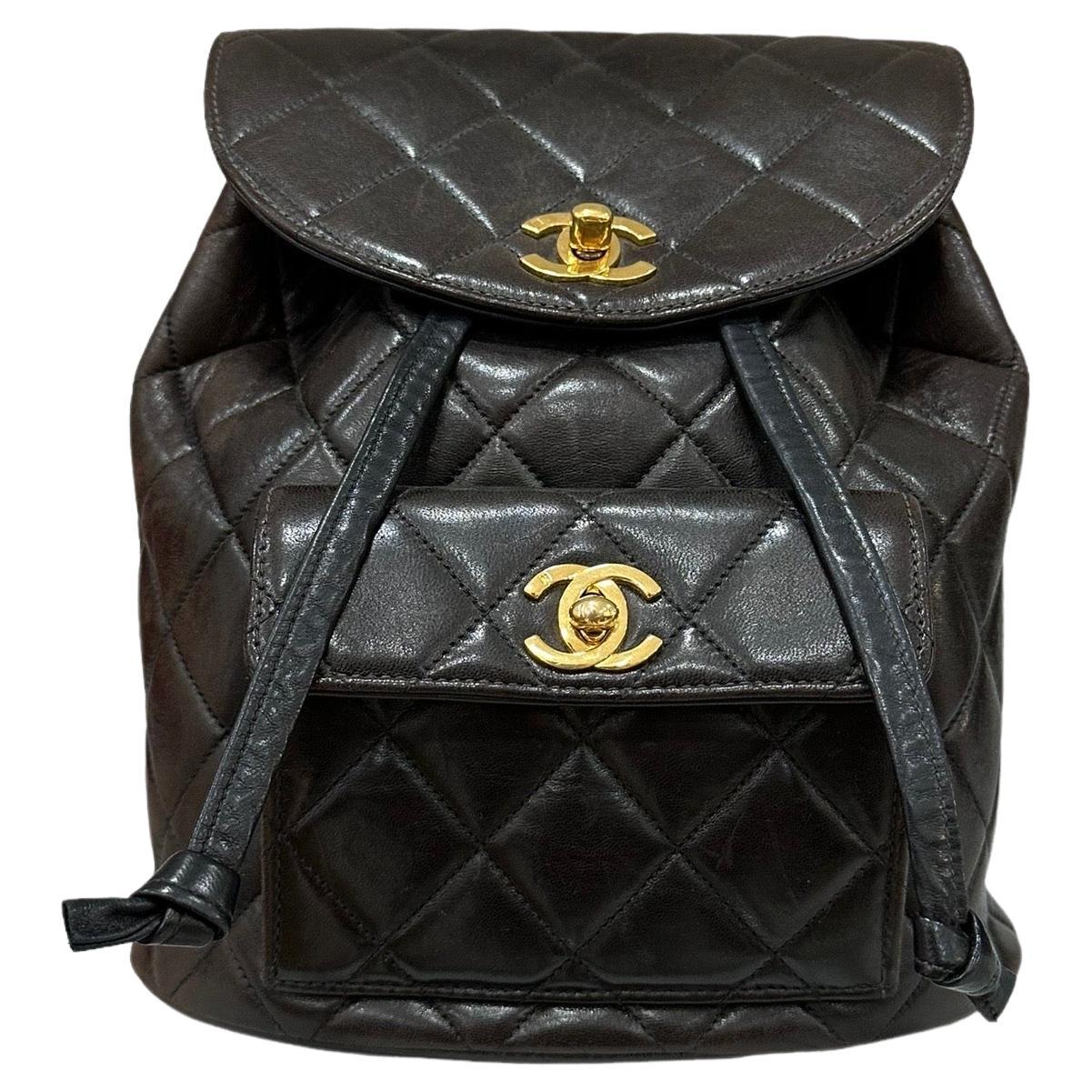 Chanel Jumbo Two Tone Leather and Canvas Vintage 1993 Rucksack