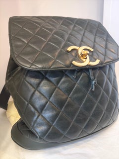 1994 Chanel forest green leather Duma backpack