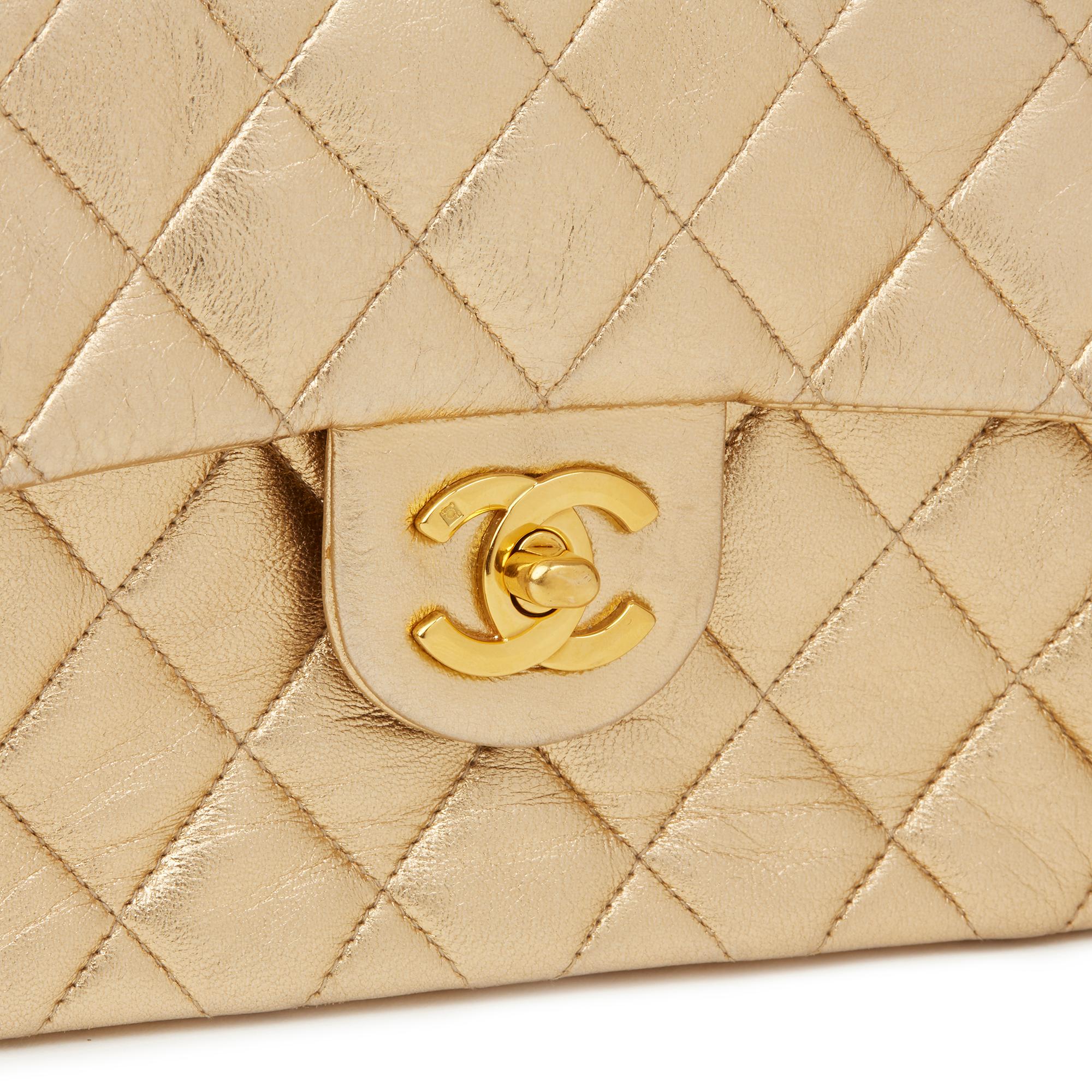 1994 Chanel Gold Metallic Lambskin Vintage Mini Flap Bag 2