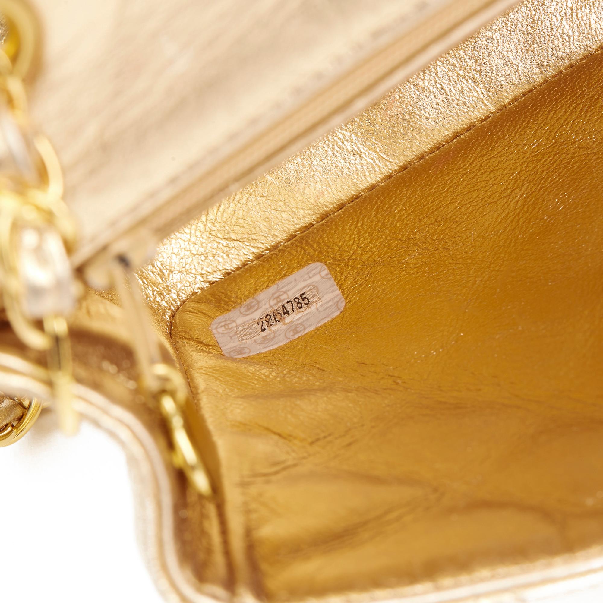 1994 Chanel Gold Metallic Lambskin Vintage Mini Flap Bag 5