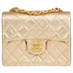 1994 Chanel Gold Metallic Lambskin Vintage Mini Flap Bag