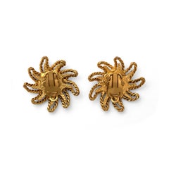1994 Chanel Gold Sun CC Earrings