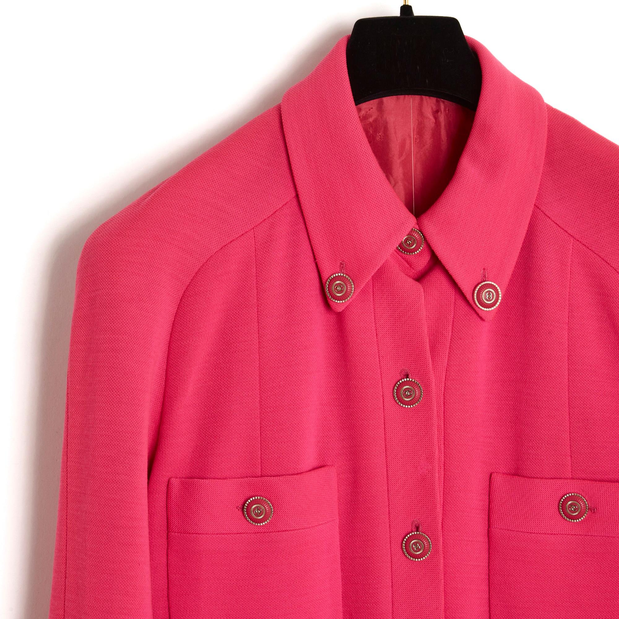 Pink 1994 Chanel Haute Couture Barbie pink FR44 set jacket For Sale