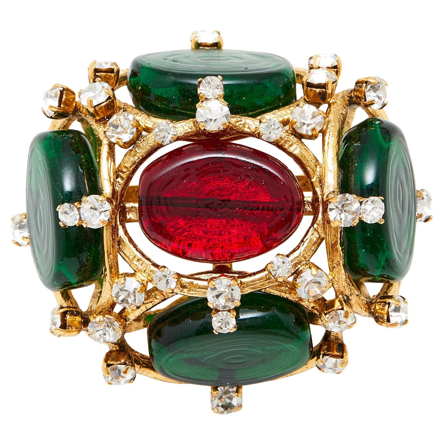 1994 Chanel Haute Couture Broche Gripoix Glass Fancy Pearls Brooch Pendant