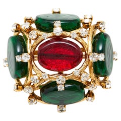 1994 Chanel Haute Couture Broche Gripoix Verre Perles fantaisie Broche Pendentif