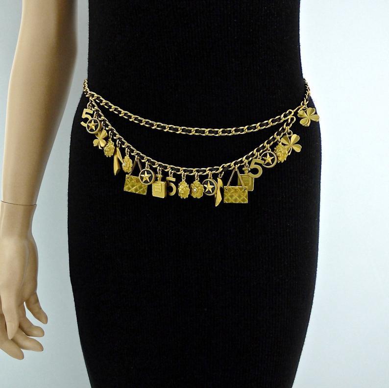 1994 CHANEL Lucky Charm Leather Chain Necklace Belt 1