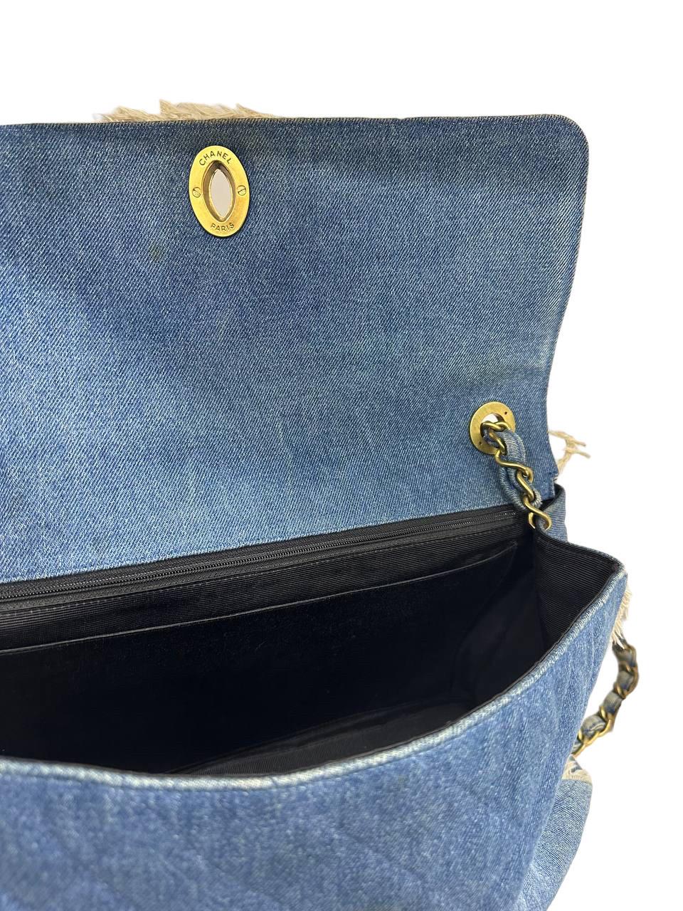 1994 Chanel Maxi Jumbo Vintage Azul Jeans Borsa a Tracolla 6