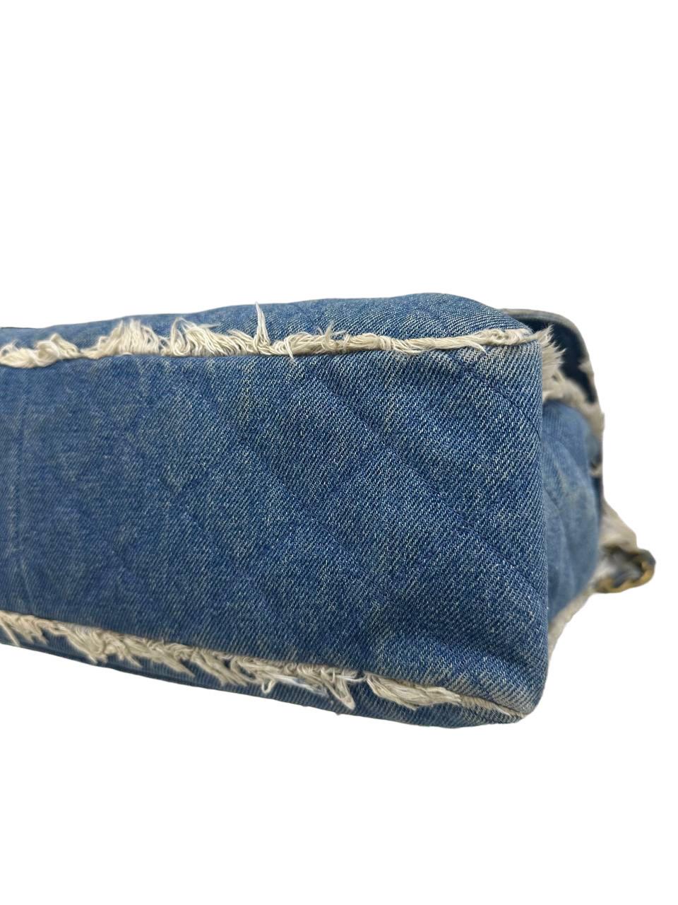 1994 Chanel Maxi Jumbo Vintage Azul Jeans Borsa a Tracolla 7
