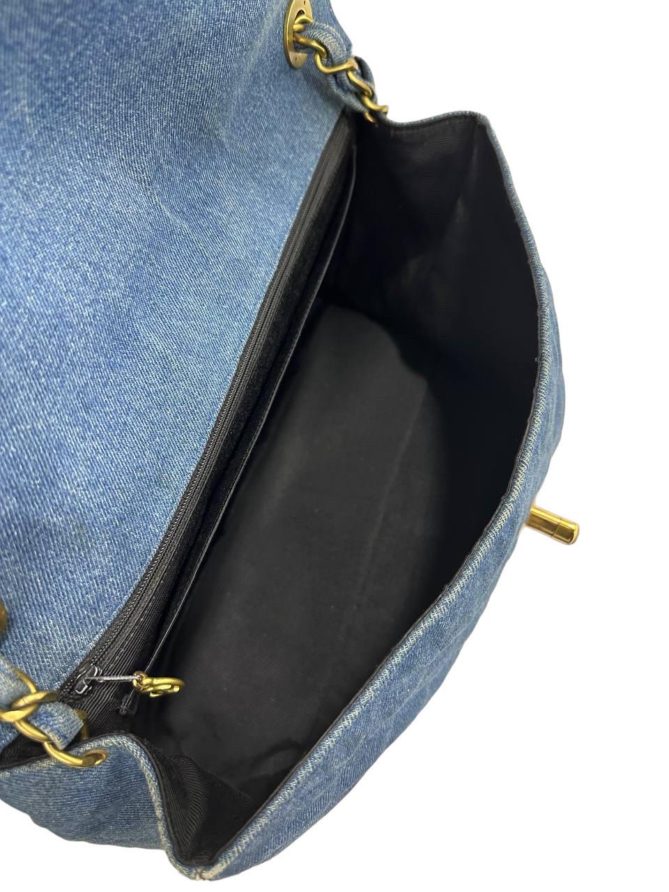 1994 Chanel Maxi Jumbo Vintage Azul Jeans Borsa a Tracolla 8