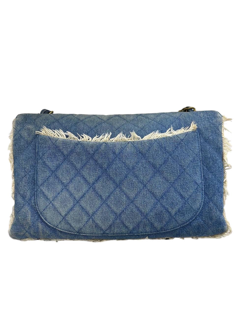 De las mujeres 1994 Chanel Maxi Jumbo Vintage Azul Jeans Borsa a Tracolla