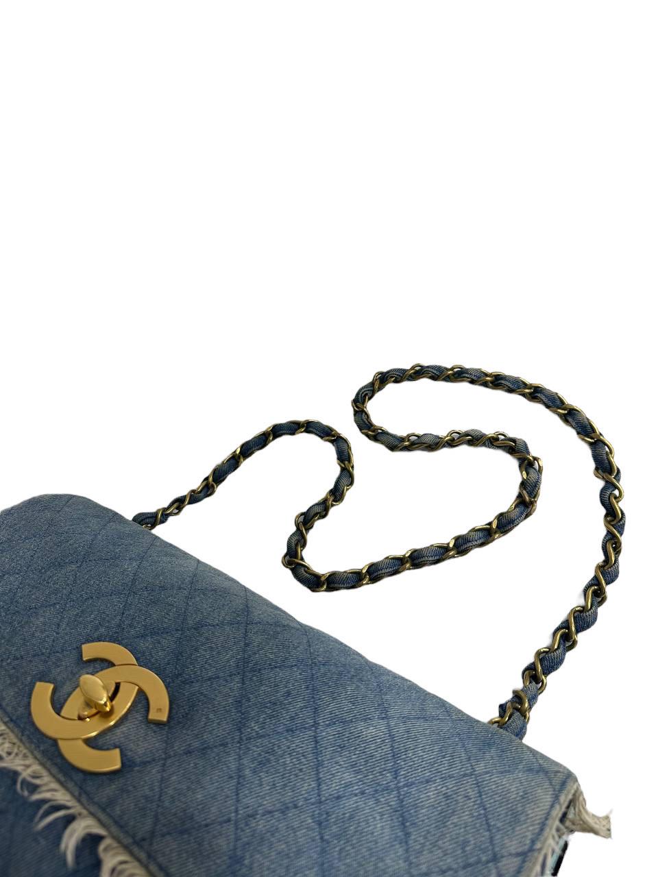 1994 Chanel Maxi Jumbo Vintage Azul Jeans Borsa a Tracolla 3