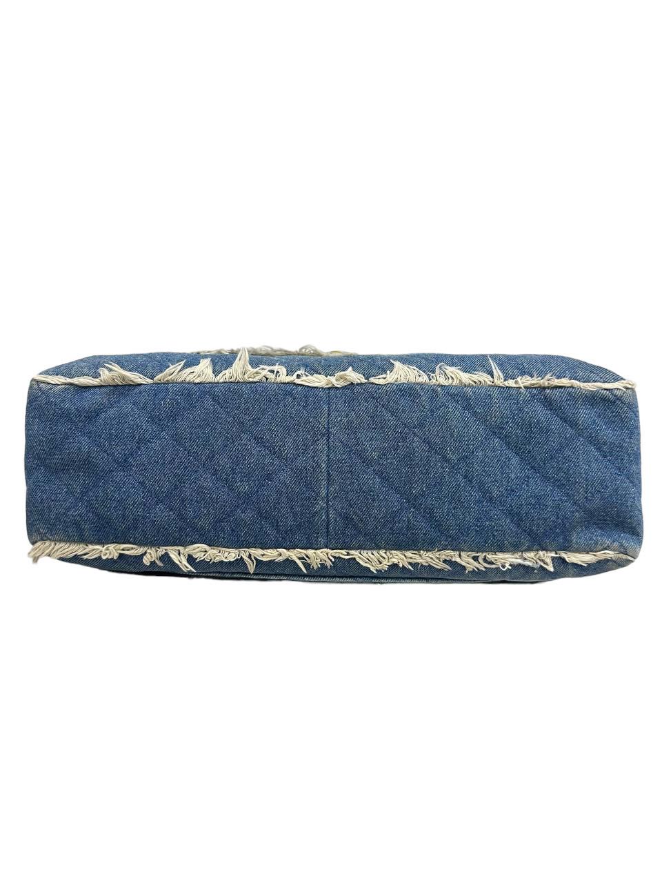 1994 Chanel Maxi Jumbo Vintage Azul Jeans Borsa a Tracolla 4