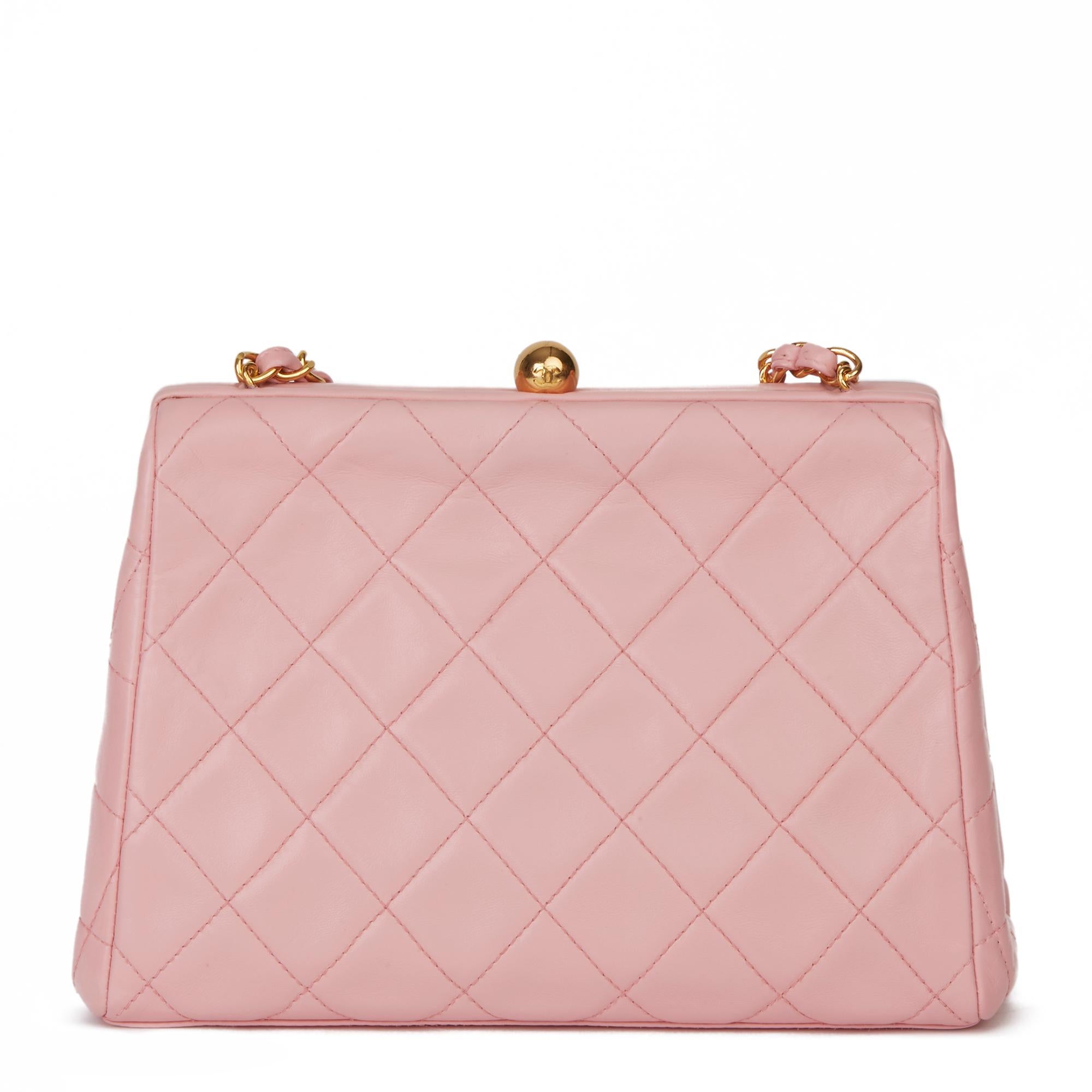 Beige 1994 Chanel Pink Quilted Lambskin Vintage Timeless Frame Bag
