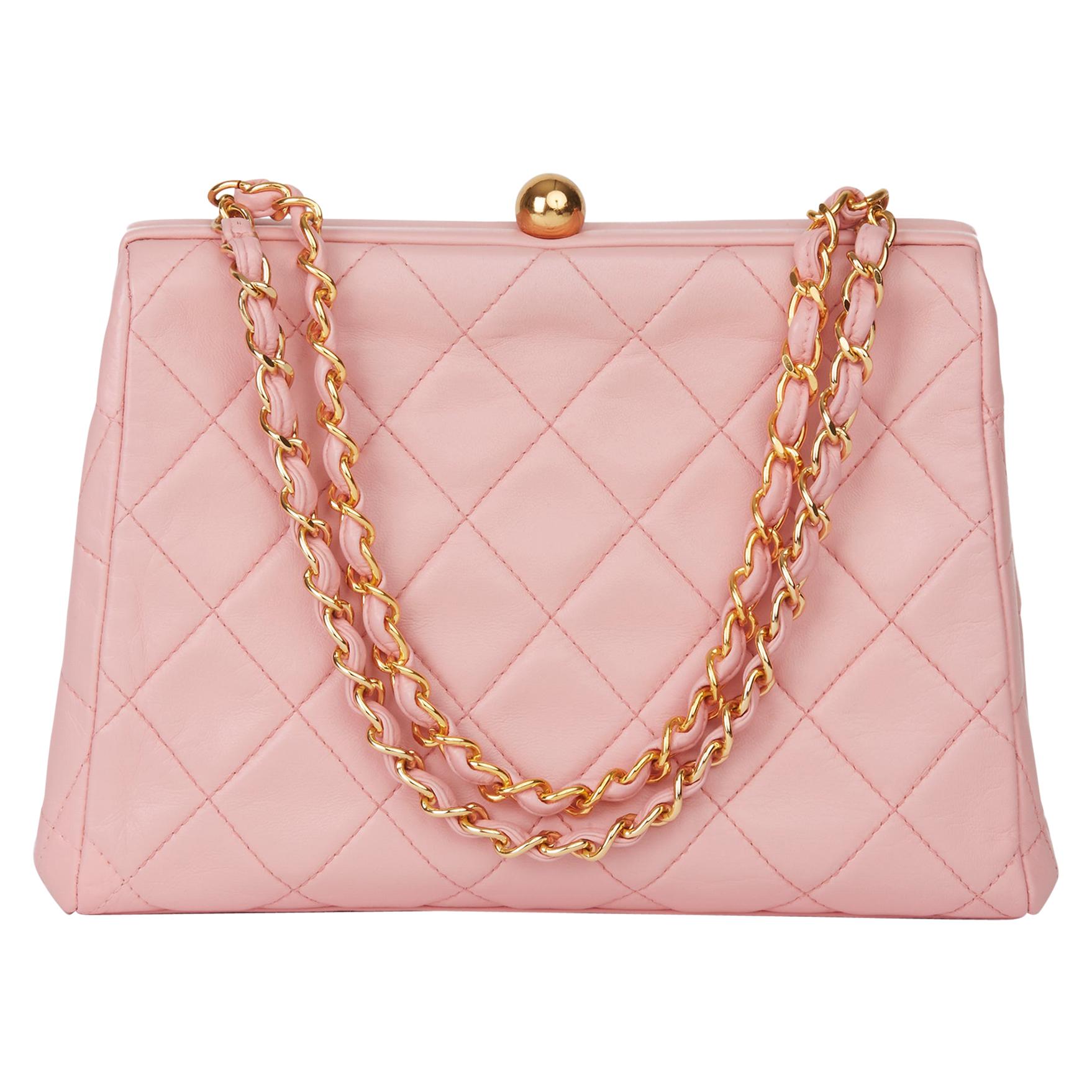 1994 Chanel Pink Quilted Lambskin Vintage Timeless Frame Bag