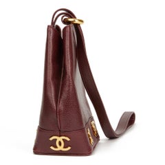 1994 Chanel Plum Caviar Leather Vintage Logo Trim Bucket Bag