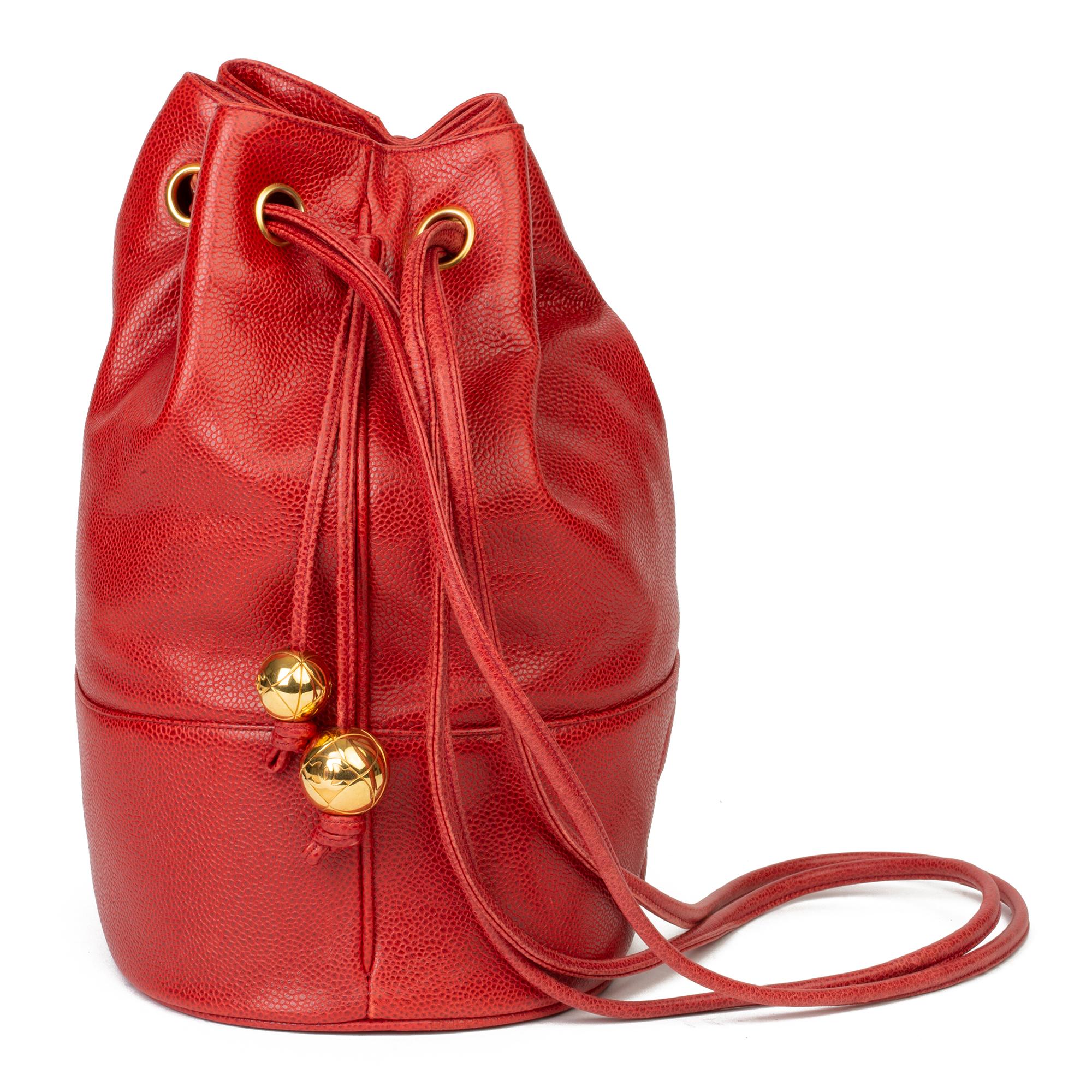 red chanel bucket bag