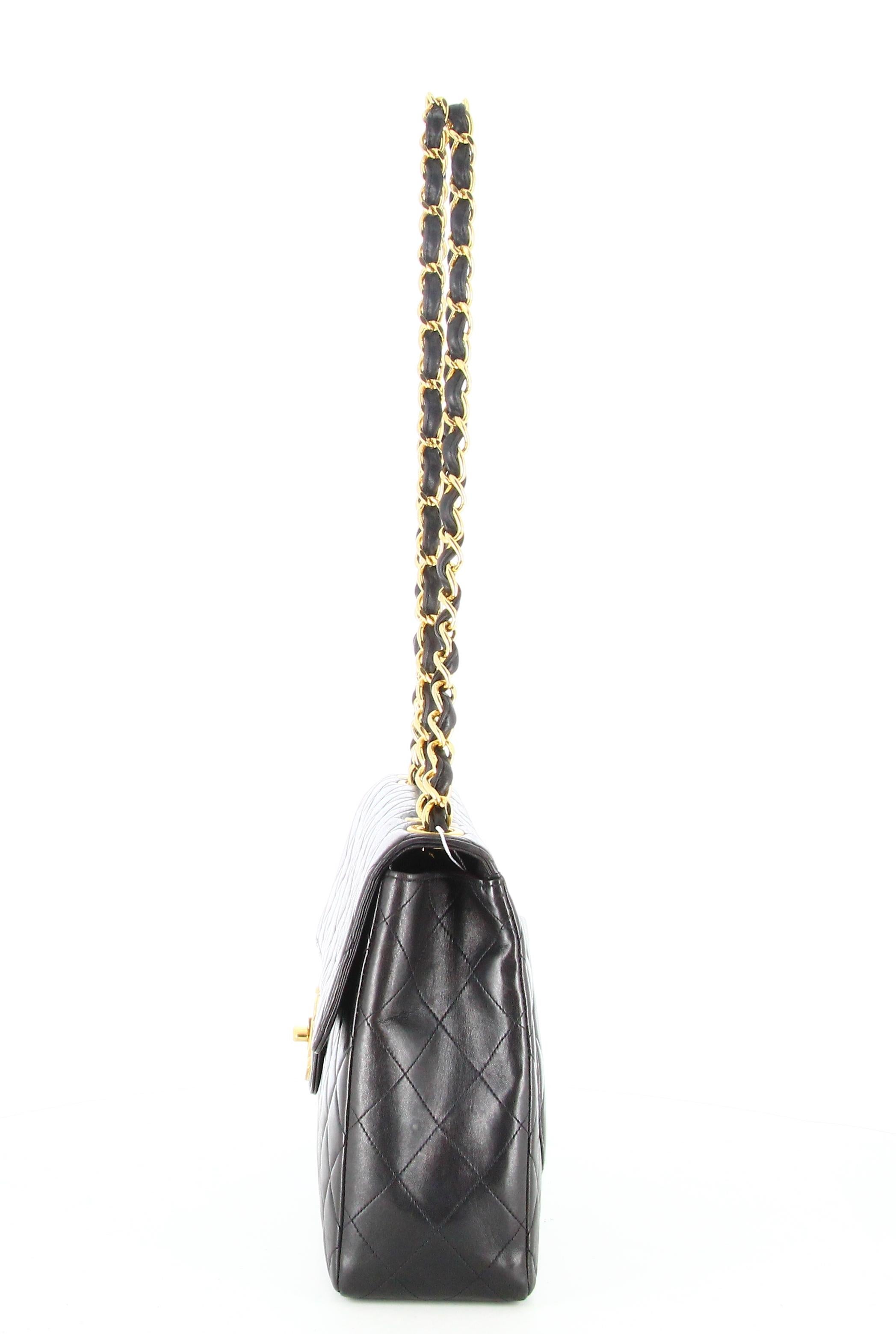 Women's 1994 Chanel Timeless Jumbo Quilted Handbag Black Golden
