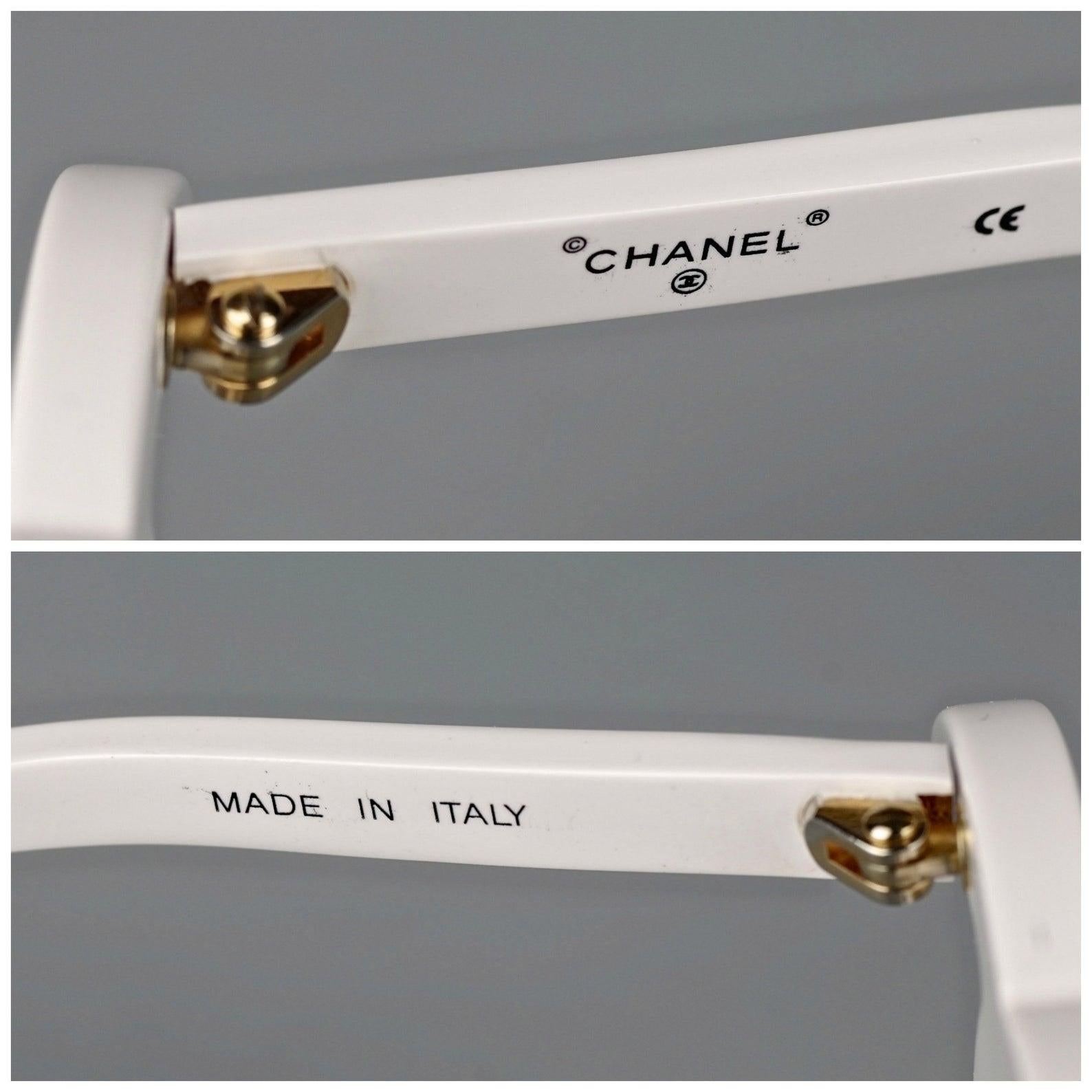 1994 CHANEL White CC Logo Futuristic Sunglasses 2