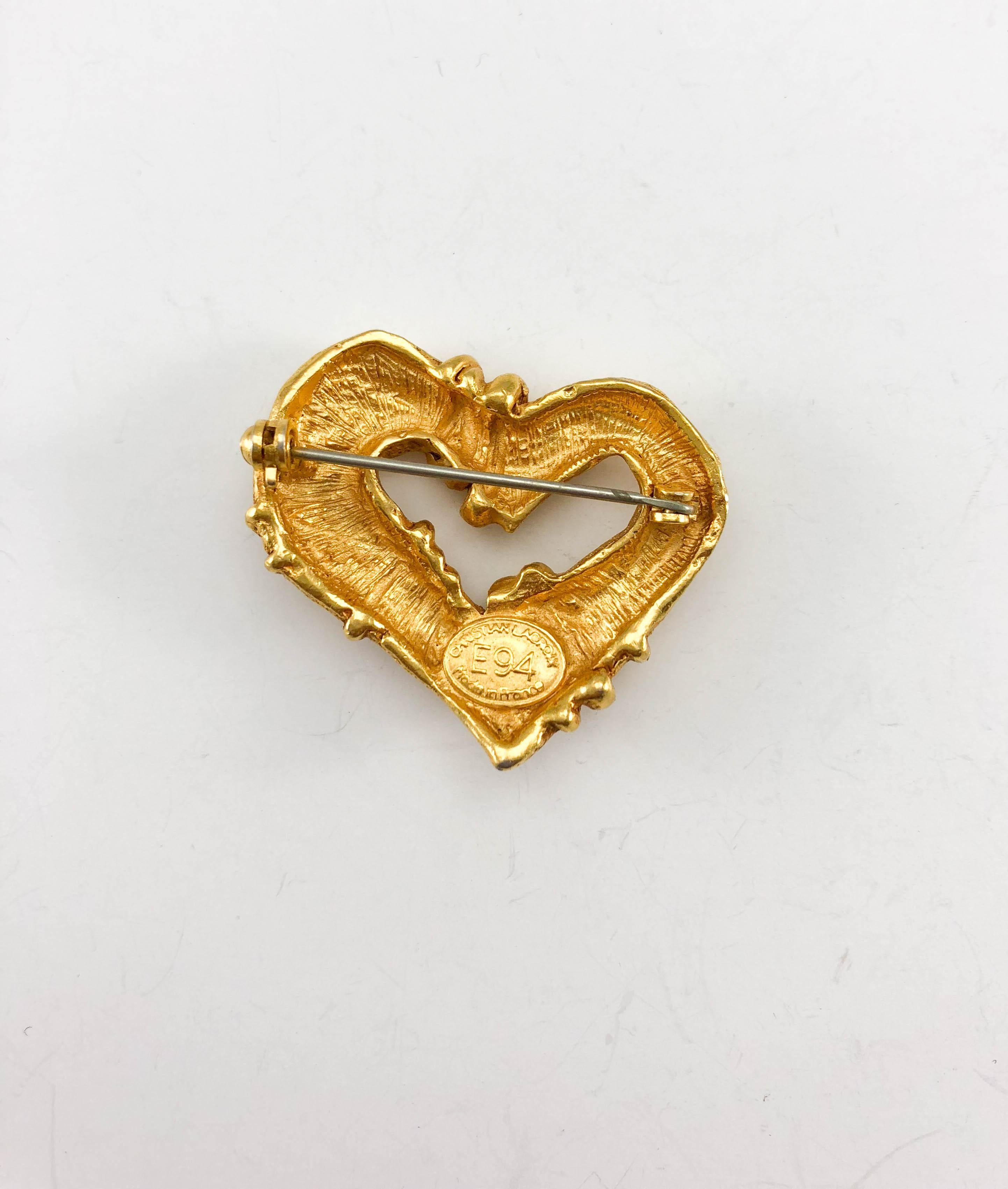 1994 Christian Lacroix Gold-Plated Heart Brooch, by Robert Goossens For Sale 5