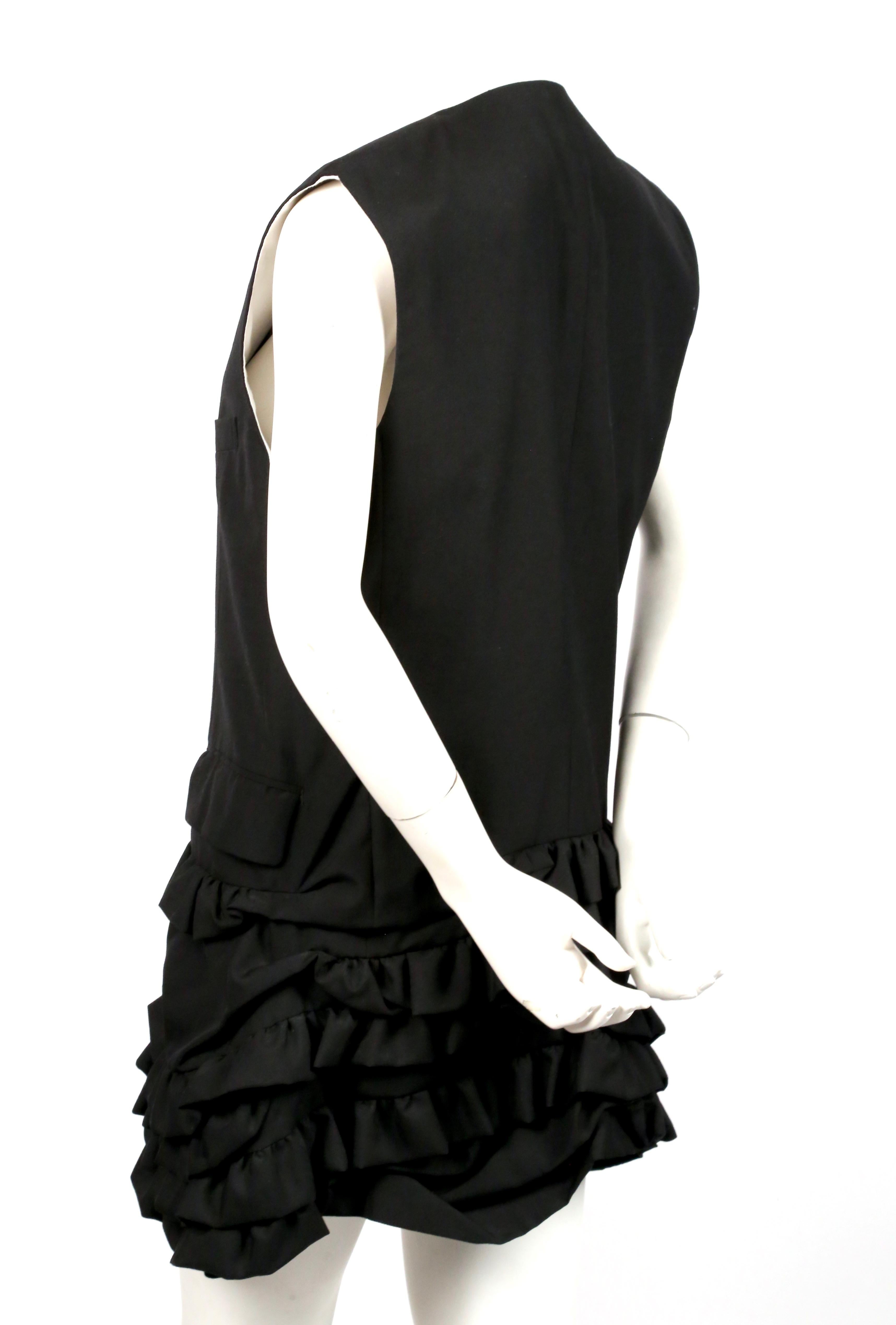 Black 1994 COMME DES GARCONS black wool menswear dress with ruffles