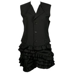 1994 COMME DES GARCONS black wool menswear dress with ruffles