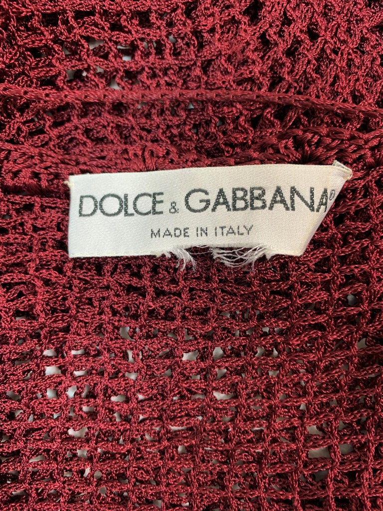 F/W 1997 Dolce and Gabbana Runway Sheer Burgundy Knit Mini Dress at ...