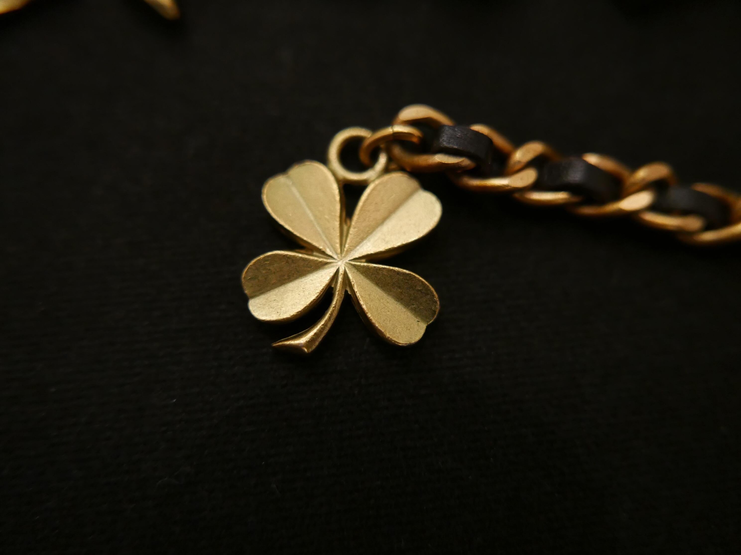 1994 Herbst Laufsteg CHANEL vergoldet Charm Leder Kette Gürtel Halskette Damen