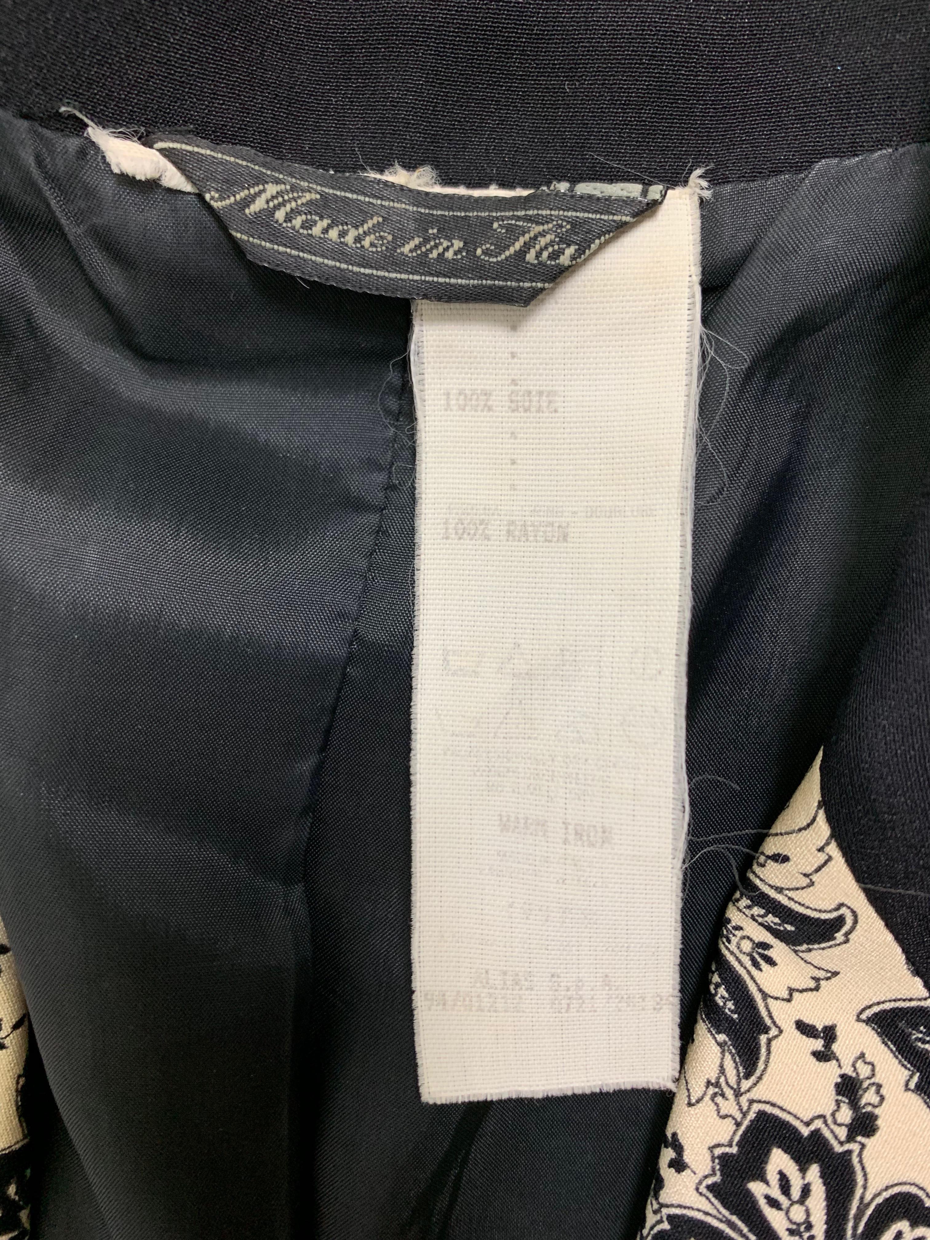 Women's 1994 Gianni Versace Blue & White Bandana Print Large Safety Pins Jacket