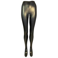 Vintage 1994 Gianni Versace Gold High Waist Footed Leggings