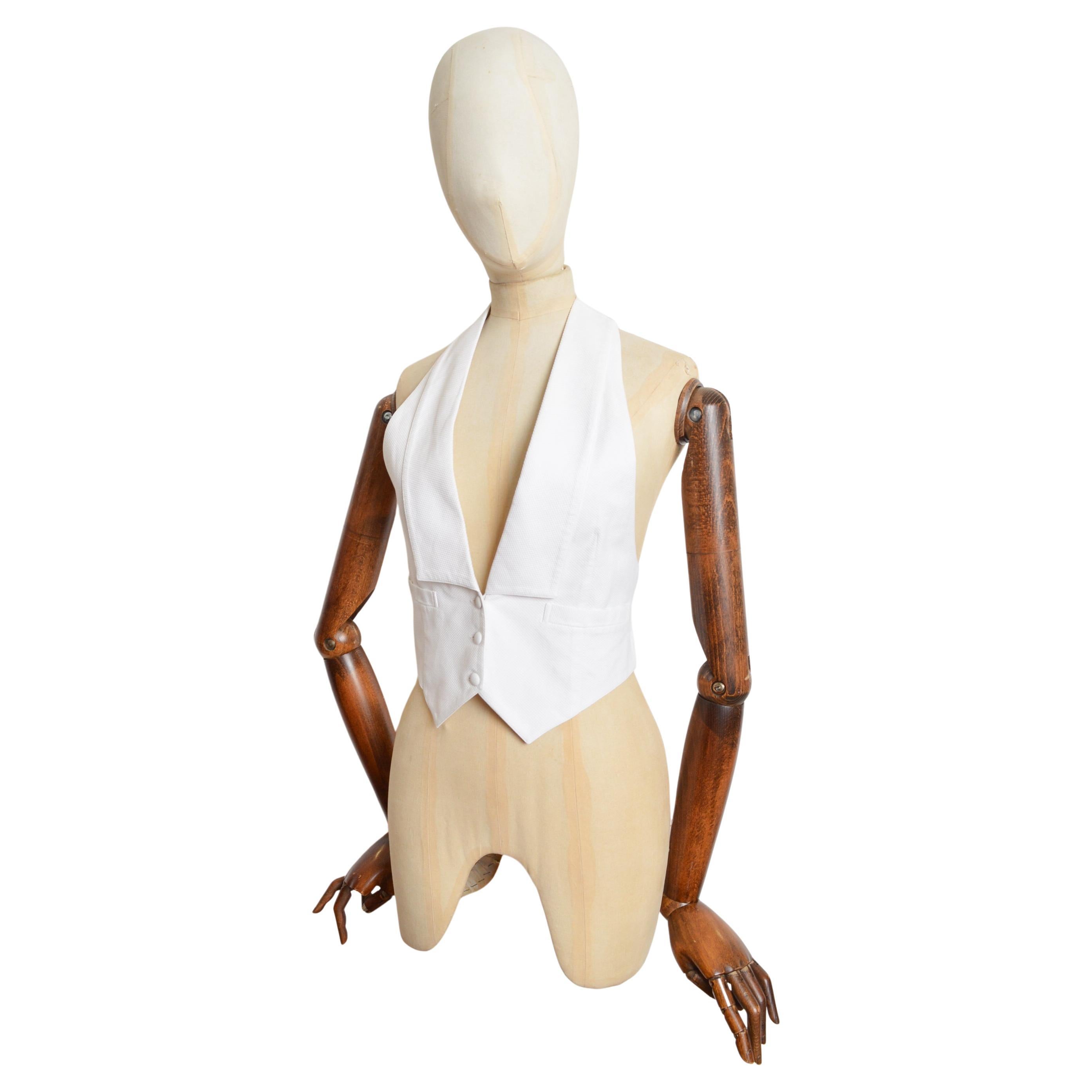 1994 Gucci by Tom Ford Gilet sexy senza schienale in smoking bianco - Camicia