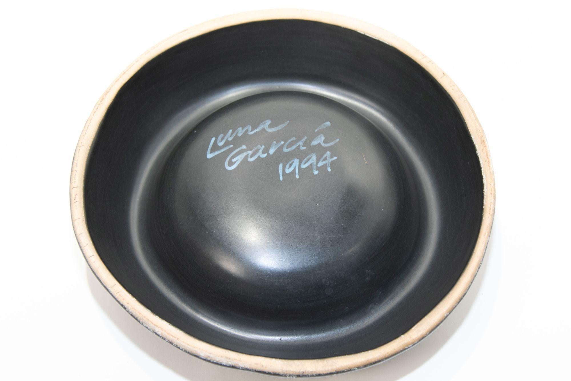 1994 Handcrafted Ceramic Bowl Signed by Luna Garcia For Sale 5
