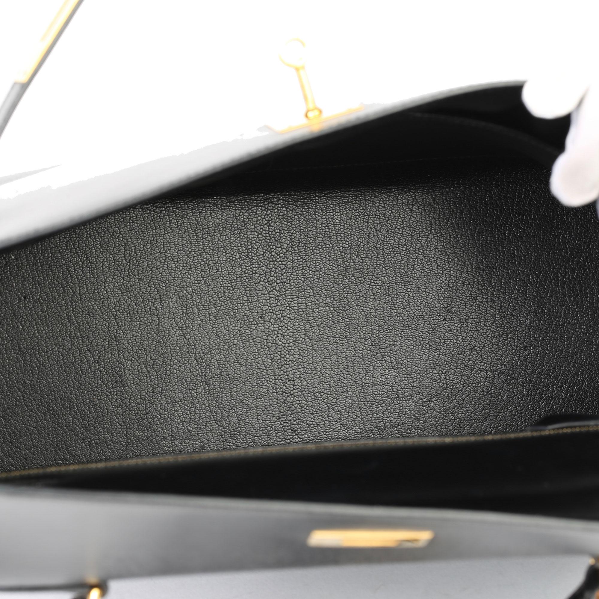 1994 Hermes Schwarz Box Kalbsleder Vintage Kelly 32cm Sellier 7