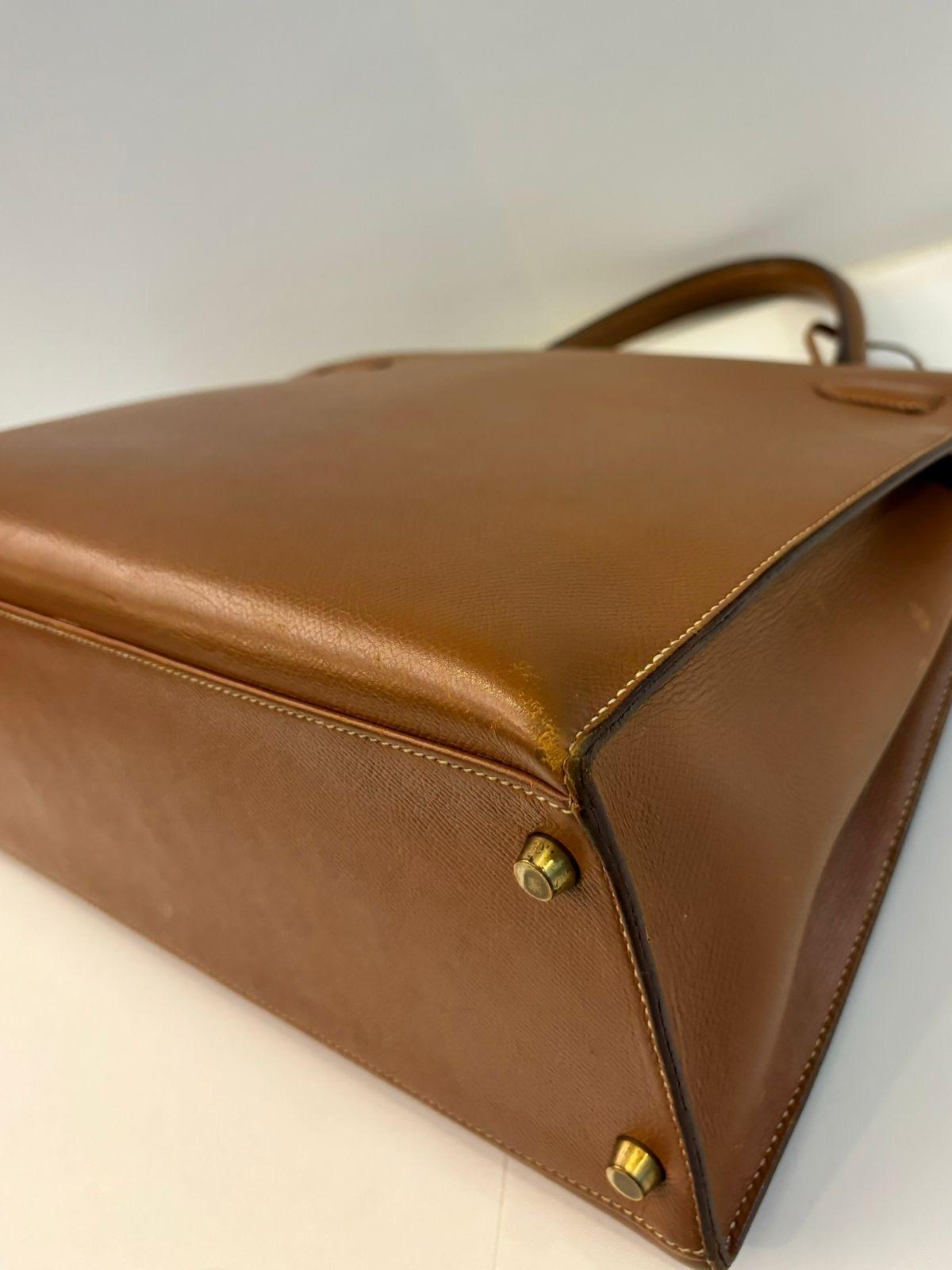 1994 Hermes Gold Lisse Leather Kelly 35 Bag For Sale 6