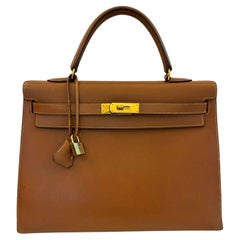 1994 Sac Kelly 35 en cuir Gold Lisse de Hermes